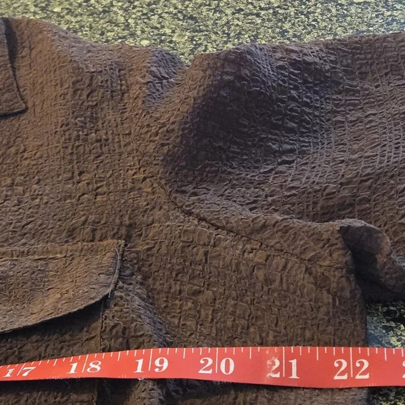 Elementz 2 pc Semi-Sheer Brown Textured Roll-tab Blouse Laced Cami Women's XL - Picture 9 of 16